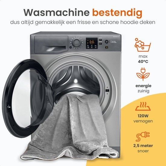 Goliving Elektrische deken met Mouwen - Fleece plaid - Knuffeldeken groot - Wasbare elektrische deken met 9 standen en timer - 195x125cm - Grijs