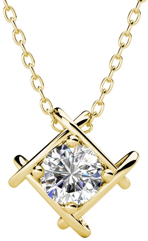 Yolora Dames Ketting met Hanger - Kalpa Camaka Kristal - Goudkleurig - 18K Geelgoud Verguld - Vrouwen Collier Goud - Sieraden - Luxe Giftbox - Geschenkdoos - Cadeau doos - Exclusieve Geschenkverpakking - Mooie Cadeauverpakking