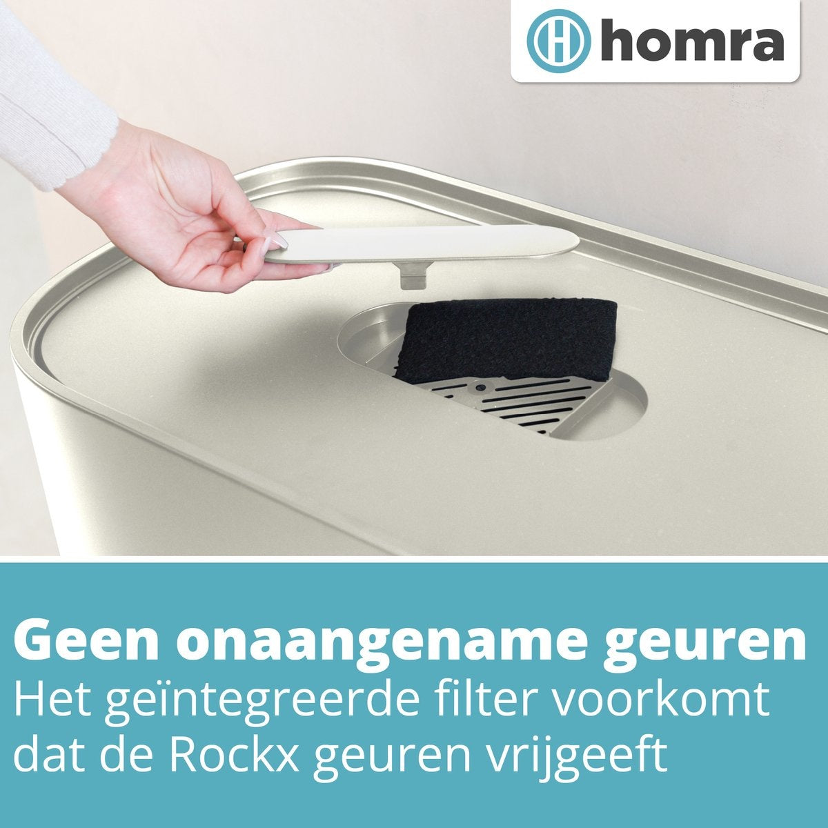 Homra Rockx Prullenbak 60 Liter - Duo Pedaalemmer 2X30L met Geurfilter - RVS - Wit Creme - 33X58X69CM