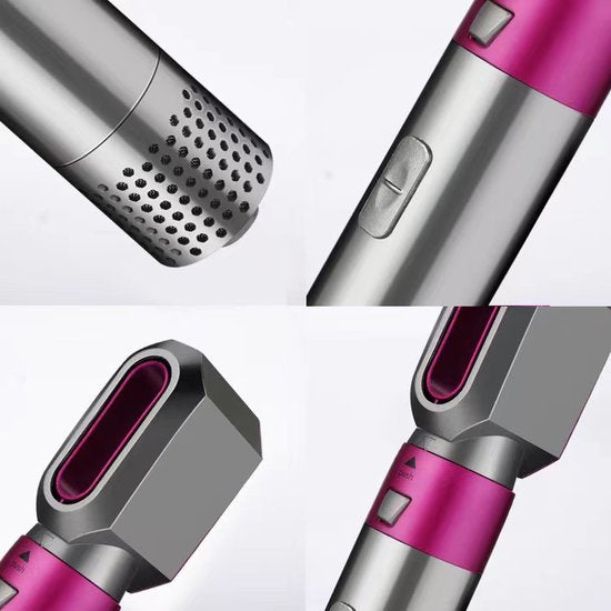 5in1 Föhnborstels & Krulborstel - Föhnen/Krullen/Steil Maken/Styling - 1000w - Grijs Rood