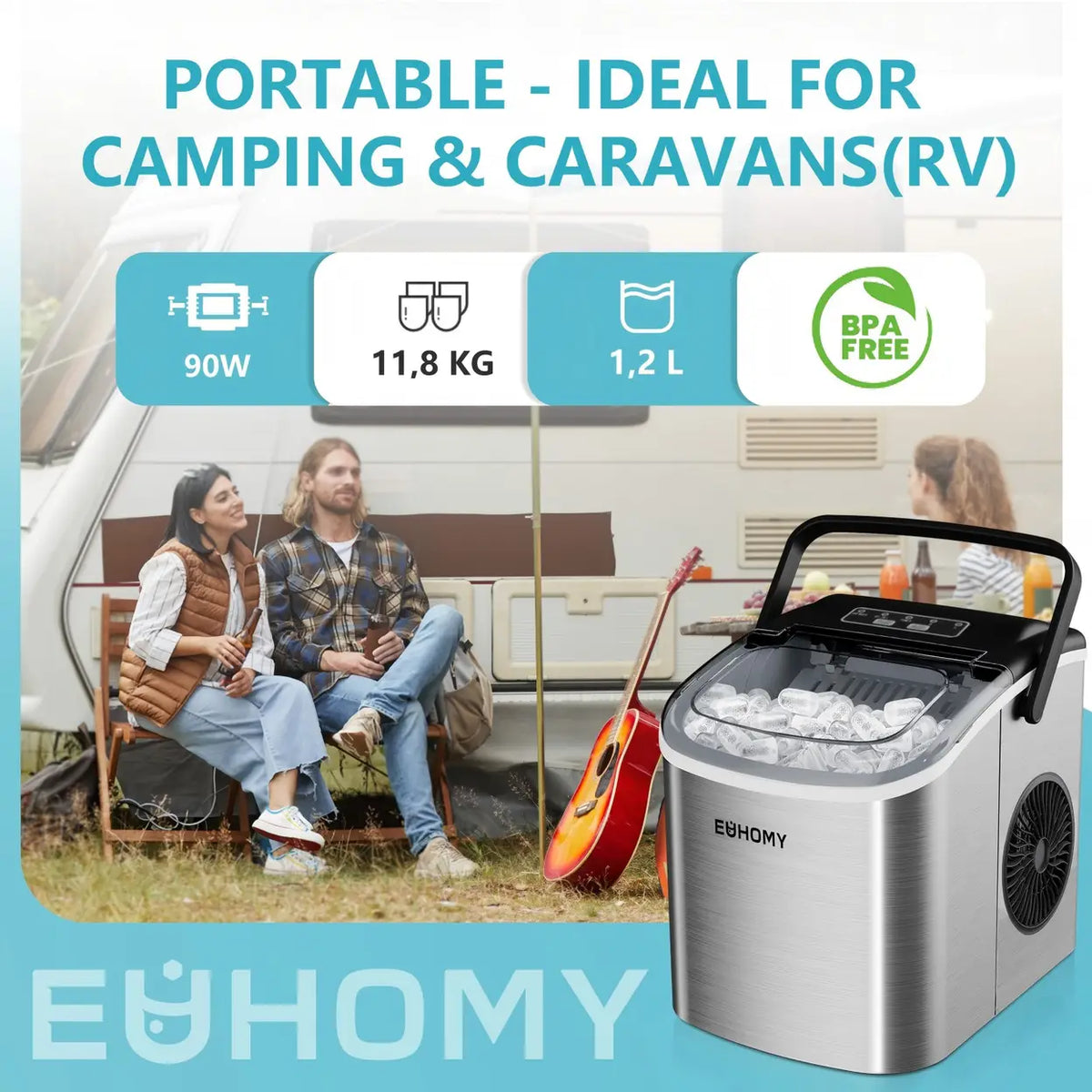 Euhomy IJsblokjesmachine Compact - 9 IJsblokjes in 6 Minuten - 12 kg per 24 uur