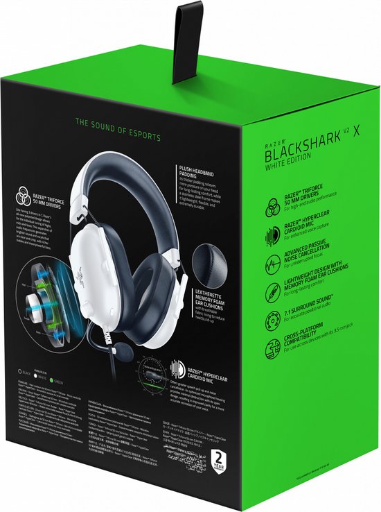 Razer Blackshark V2 X - Gaming Headset - 7.1 Surround - PS4/PC/Xbox One/Nintendo Switch/Mobiel - Wit
