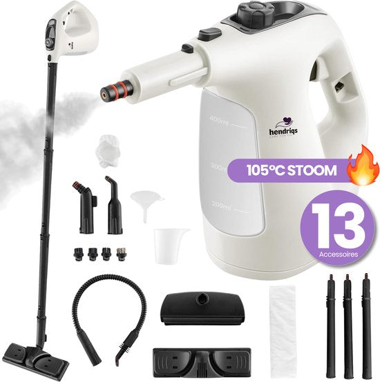 Hendriqs® 2-in-1 Stoomreiniger 1500W 105°C voor Vloeren & Ramen - Elektrische Dweil - Stoomdweil - Handstoomreiniger - Steam Cleaner - Voor Keuken, Badkamer & BBQ