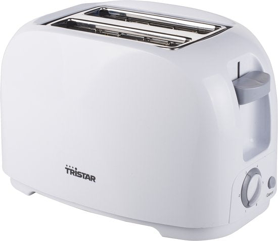 Tristar Broodrooster BR-1013 - 800W - 6 Bruiningsniveau's - 2 Broodsleuven voor 2 boterhammen - Wit