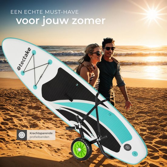 tectake® Opvouwbare Transportkar voor Surfplank - Ruimte voor 1 Board - Trolley voor Opblaasbaar SUP Board - Karretje voor Opblaasbare Kano of Kajak - Buggy voor Stand-up Paddle of Surfboard