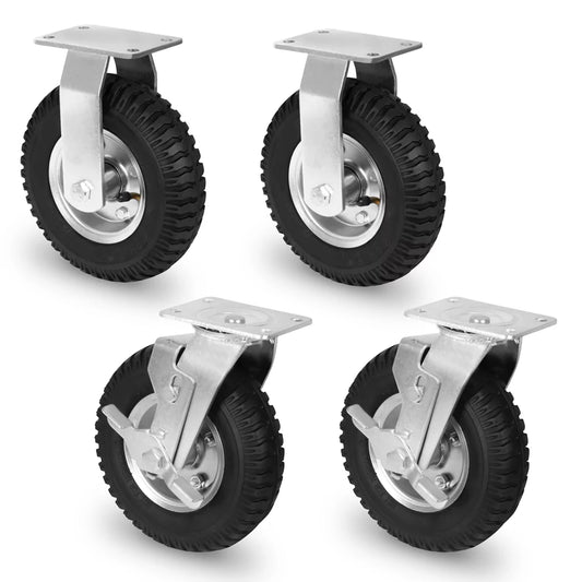 Wielen met luchtbanden - Set van 4 - Voor Plateauwagen TT503XX - Transportwielen - Comfortabel & Schokdempend