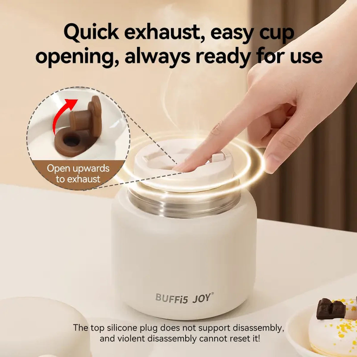 BUFFi5 JOY Thermos Voedselcontainer - 500 ml - RVS 316 - Wit - Inclusief Lepel - Lekvrij