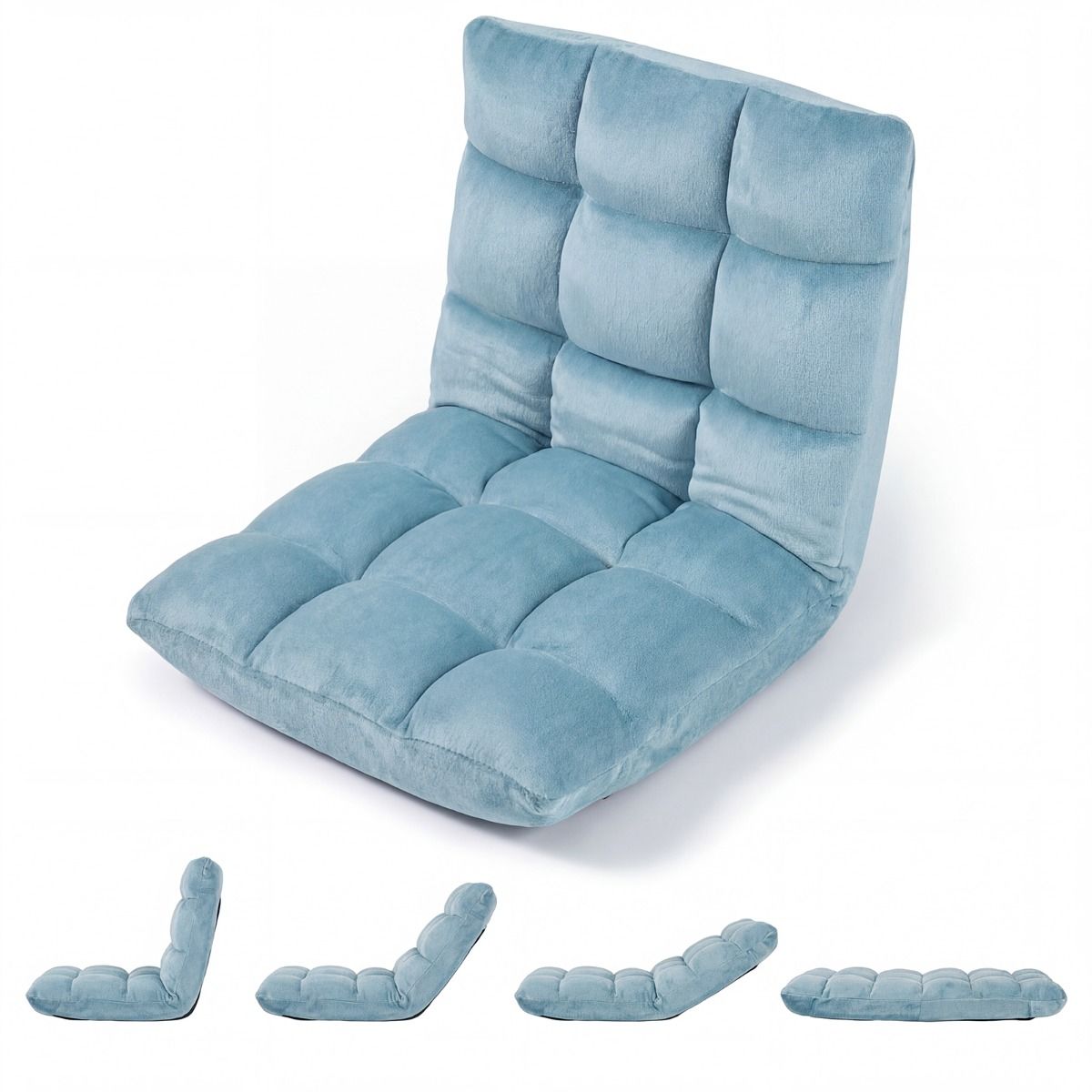 Coast Opvouwbare Vloerstoel - 14 standen verstelbare rugleuning - Schuim met hoge dichtheid - Koraalkleurig fluweel - 49,5 x 60 x 51 cm