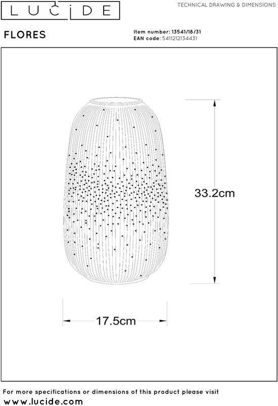 Lucide FLORES - Tafellamp - Ø 17,5 cm - 1xE14 - Wit - Japandi