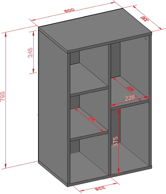 VDD - Vakkenkast - Vakken kast - Vakkenkast Roomdivider - Vakkenkast Wit - Wandkast - Wand kast - Boekenkast - Boekenkast Wit - Boeken kast - wit - 5 vakken