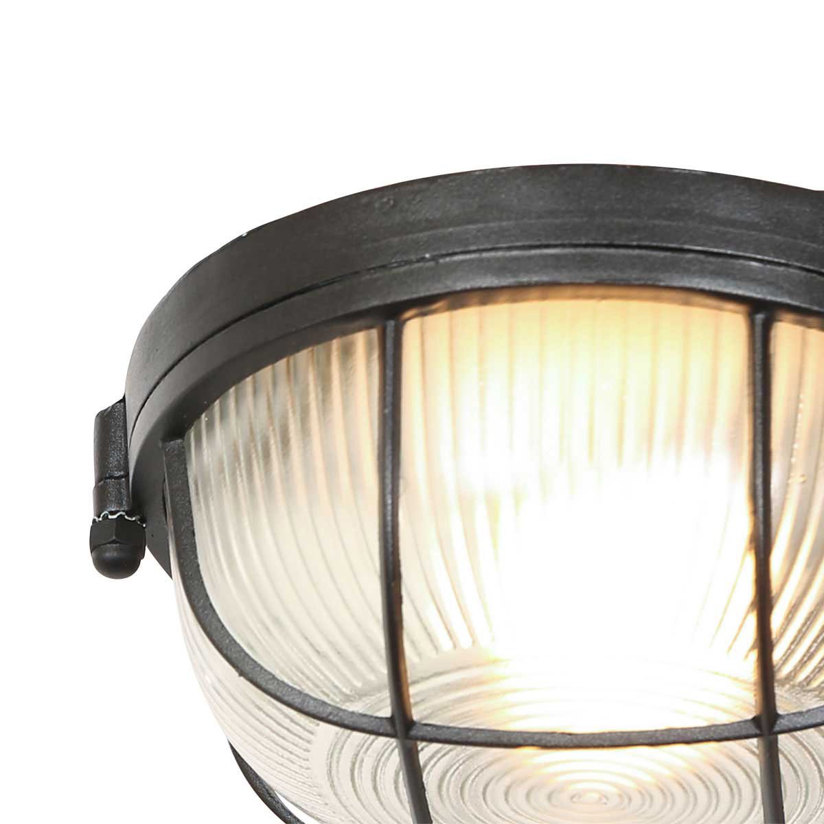 Plafondlamp Lisanne 1342ZW | Zwart metaal en glazen kap | Ø 17 cm, hoogte 8 cm | Mexlite | Trendy design voor binnengebruik