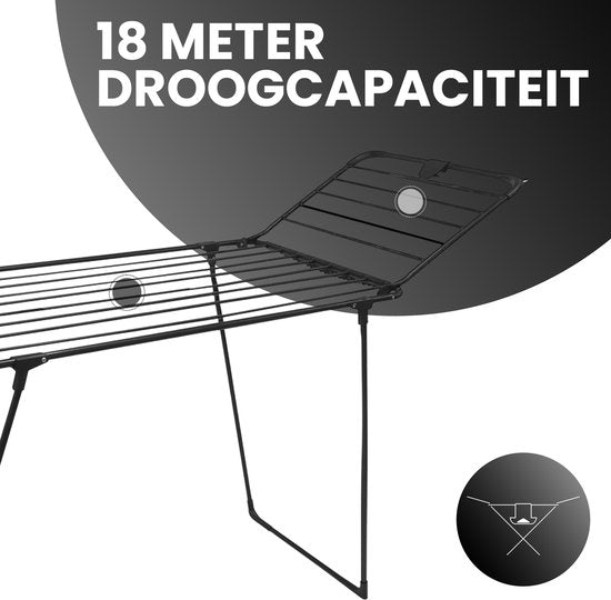 Bayt Wasrek - Wasrek Inklapbaar - Droogrek met vleugels - Droogrek Inklapbaar - Droogrekken - Zwart
