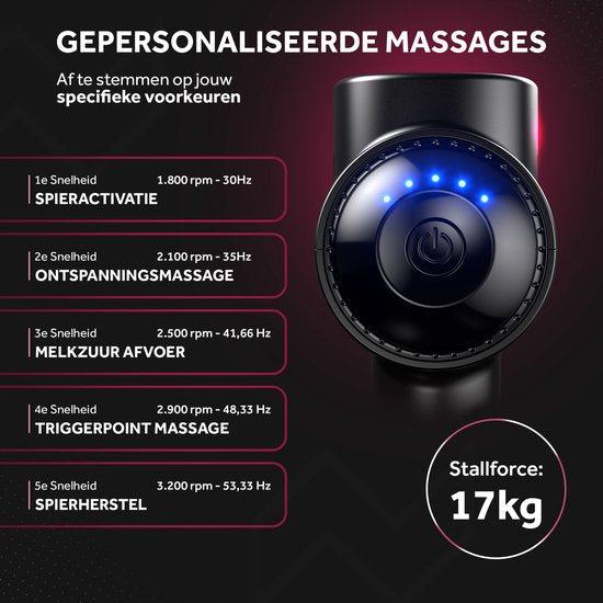 Northwall Massage Gun Professioneel PRO - Massage Pistool Inclusief Koffer en 6 Opzetstukken incl. Eikenhouten Massagekop - Krachtig en Draadloos Sport en Relax Massage Apparaat