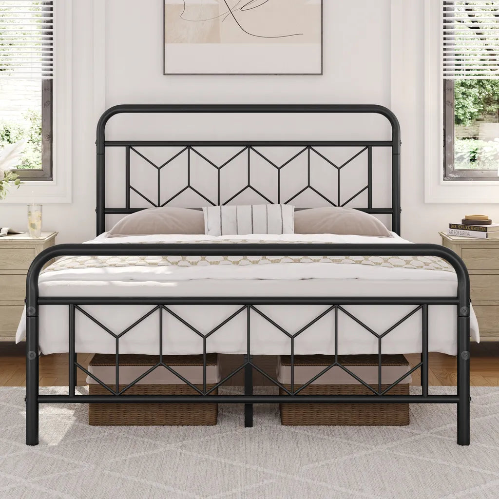 Yaheetech Metalen Bedframe Vintage met Opbergruimte, 140x200 cm, Zwart
