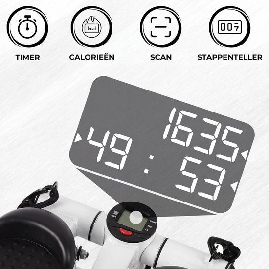 Fitby Stepper - Stepper Fitness - Mini Stepper - Hometrainer - Display - Met Weerstandsbanden - Wit