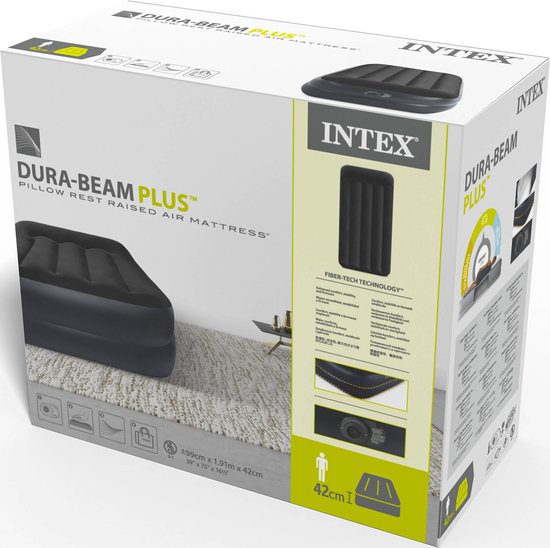Intex Twin Pillow Rest Raised Luchtbed met ingebouwde pomp - 191x99x42 cm