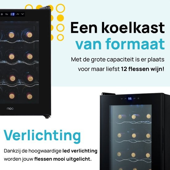 MOA Wijnkoelkast - Wijnkoeler - Wijnklimaatkast - 12 flessen - WC40
