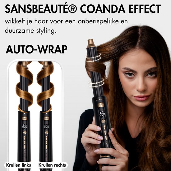 Sansbeauté® 4-in-1 Airstyler - Multistyler - Föhnborstel Kort Haar - Haarkruller - Haarstyler - Haardroger - Warmteborstel - Krulborstel - Krultang - Haarstijler - Hairwrap - Stijlborstel - 5 in 1 Hairstyler