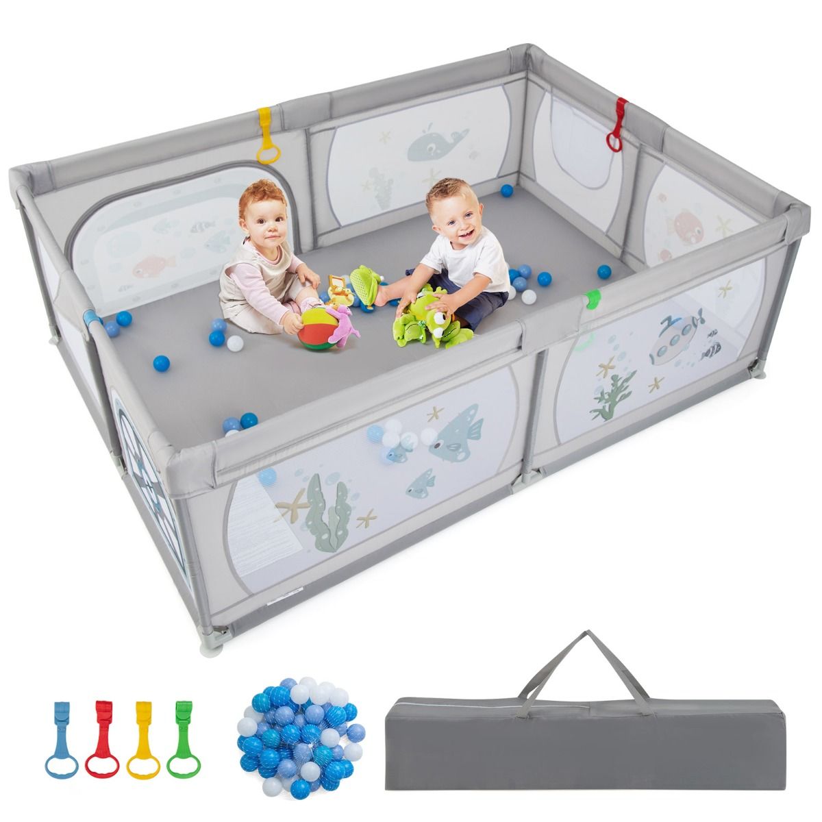 Coast Babybox - Opvouwbaar - Ritssluiting - 206 x 147 x 68,5 cm - Incl. 50 Ballen