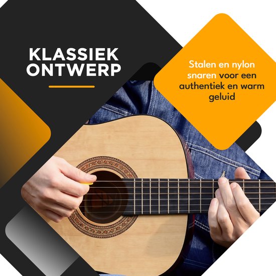 Finesse Akoestische Gitaar - met Videocursus - Nylon Snaren - Klassieke Gitaar - Spaanse Gitaar - Kind - Volwassenen - Naturel