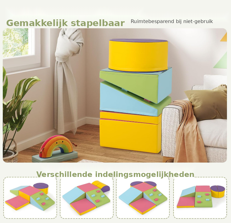 COSTWAY Zachte Bouwstenen Set - 6-delig - Klim-, Kruip- en Speelblokken - 40 x 40 x 20 cm - Meerkleurig