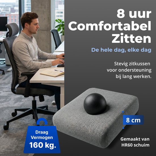 Backerz Ergonomische Bureaustoel - Bureaustoelen voor Volwassenen tot 160kg - Fabric Office Chair - NEN-EN1335