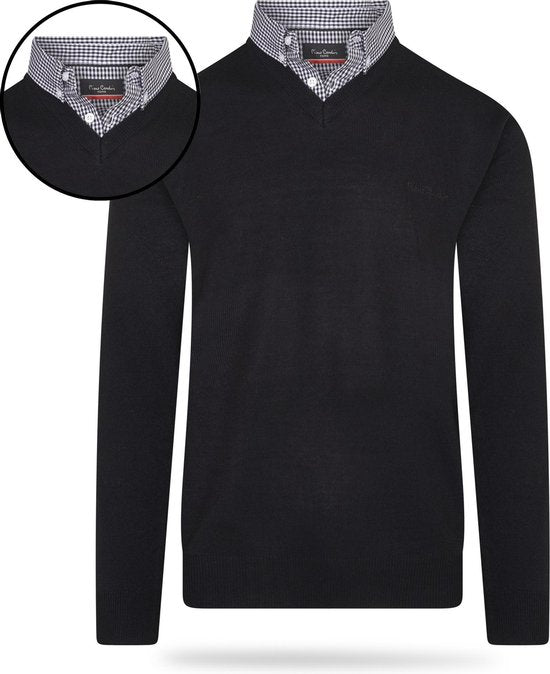 Pierre Cardin - Heren Sweaters Mock Pullover - Zwart - Maat XL