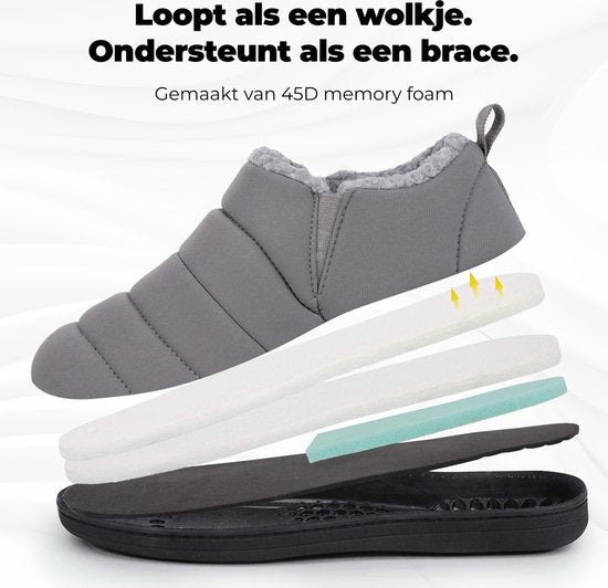 Pantoffels Heren - Sloffen - Grijs - Anti-slip - Maat 46/47 - Comfeet