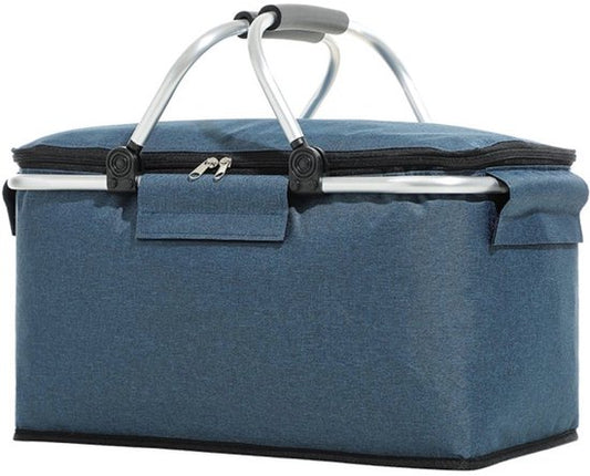 Ceruzo Koelmand Blauw - Picknickmand-Aluminium-Oxford Doek-Opvouwbaar