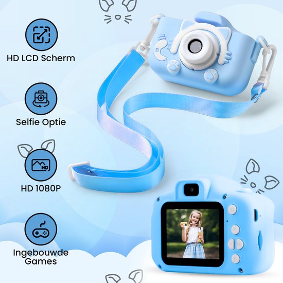 Bambini Kindercamera - Digitale Kindercamera - Kinder camera - Digitale camera - Fototoestel voor kinderen - 1080P HD - Blauw