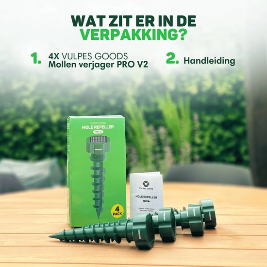 Vulpes Goods® Verjager - Mollenverjager - 4 Stuks - Muizenverjager - Mollenbestrijding - Werkt op zonne-energie - Waterdicht - Diervriendelijk - PRO V2