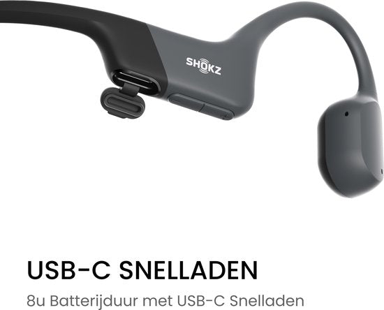 Shokz OpenRun USB-C Open-ear Sporthoofdtelefoon – Bone Conduction – Draadloos – IP67 – Zwart
