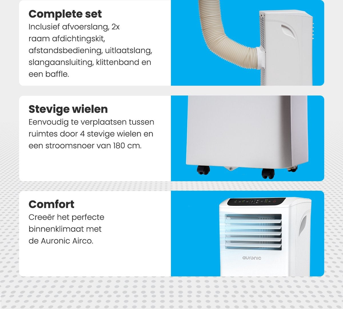 Auronic Mobiele Airco - 4 Standen - 10.000 BTU - Tot 35 m2 - Wit