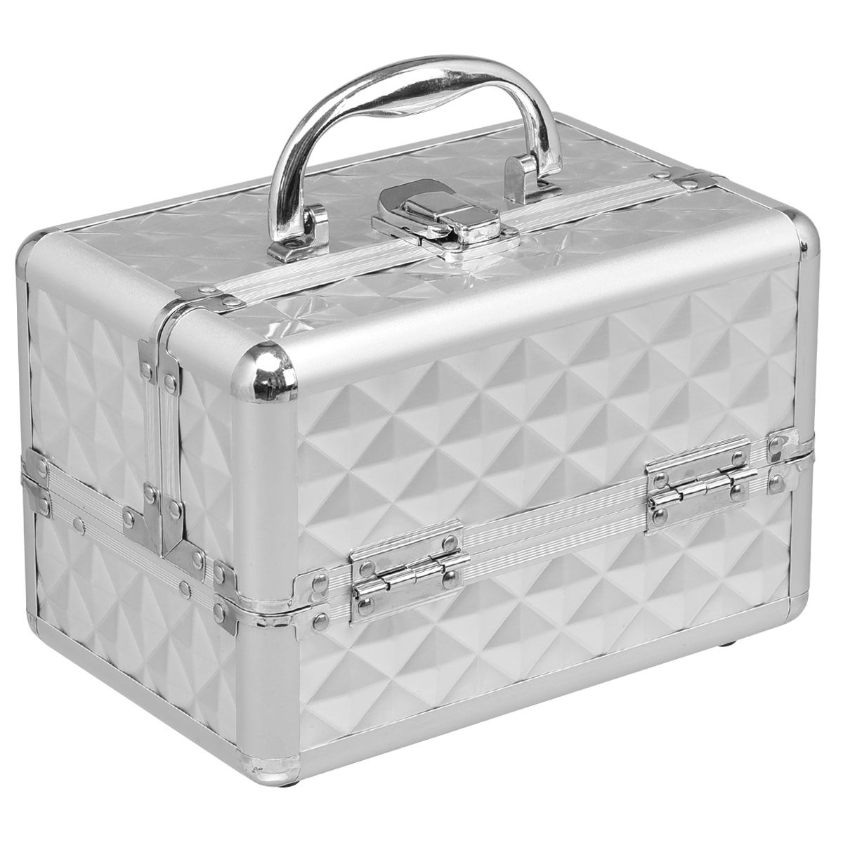 Coast Make-upkoffer - draagbaar en professioneel - met spiegel en verstelbare vakverdeling - zilver