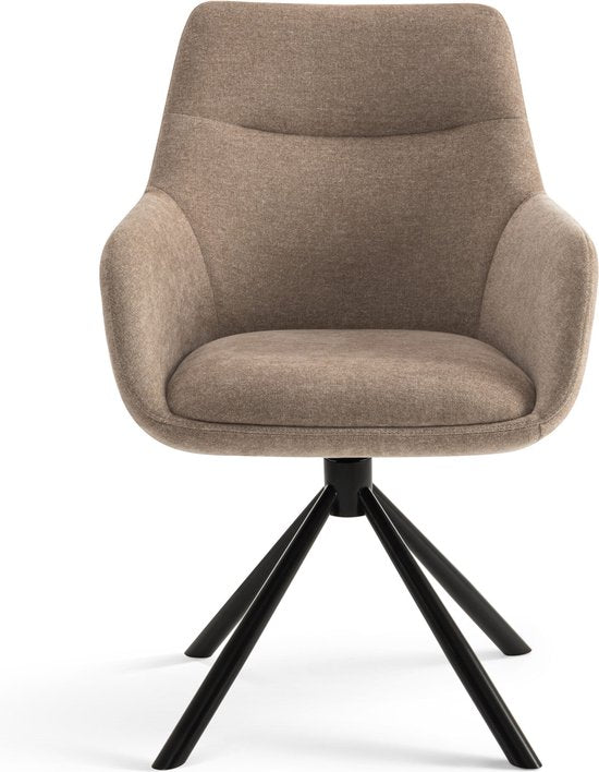 Furnihaus Olivia - Draaibare Eetkamerstoel - Armleuningen - Beige - Stof