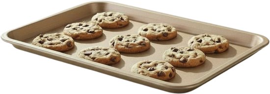 alpina Bakplaat 35x24 cm - Antiaanbaklaag voor Eenvoudig Losmaken van Gebak - Ideaal voor Koekjes, Gebak en Ovenschotels - Makkelijk te Reinigen - Rechthoekige Vorm - Kleur Goud