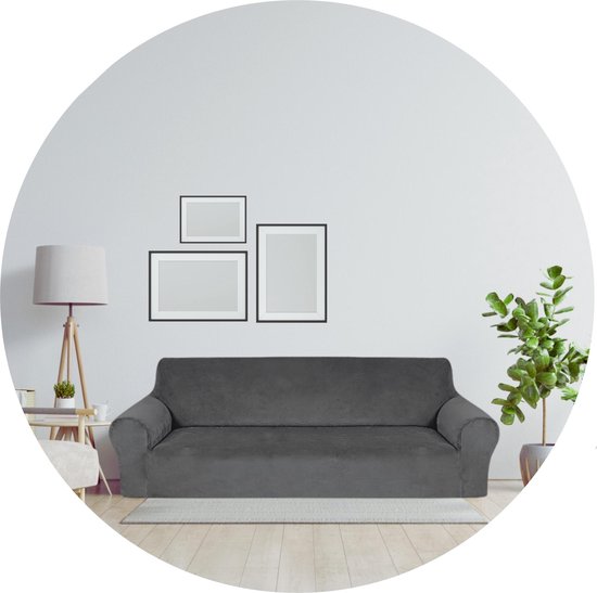Hilvard - Bankhoes 4 zitsbanken - (230 - 275 cm) - Grijs - Velvet - Stretch - Bankbeschermer - Meubelhoes - Tegen beschadigingen en vlekken - Zetelhoes - Zetelovertrek