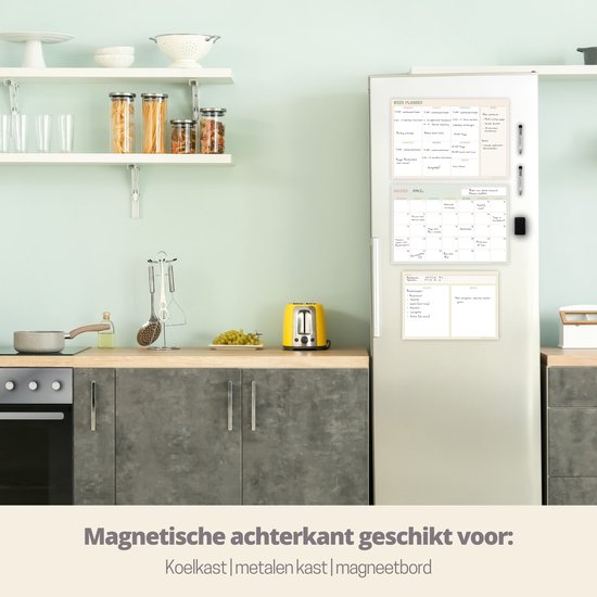 Magnetische weekplanner + maandplanner whiteboard - trio set - planner magnetisch - planbord - familieplanner