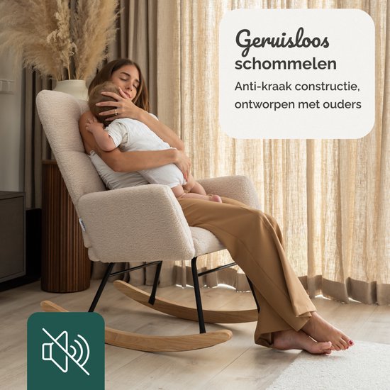 SITTT Schommelstoel - Relaxstoel babykamer - Fauteuil - Voedingsstoel - Roomwit - Beige