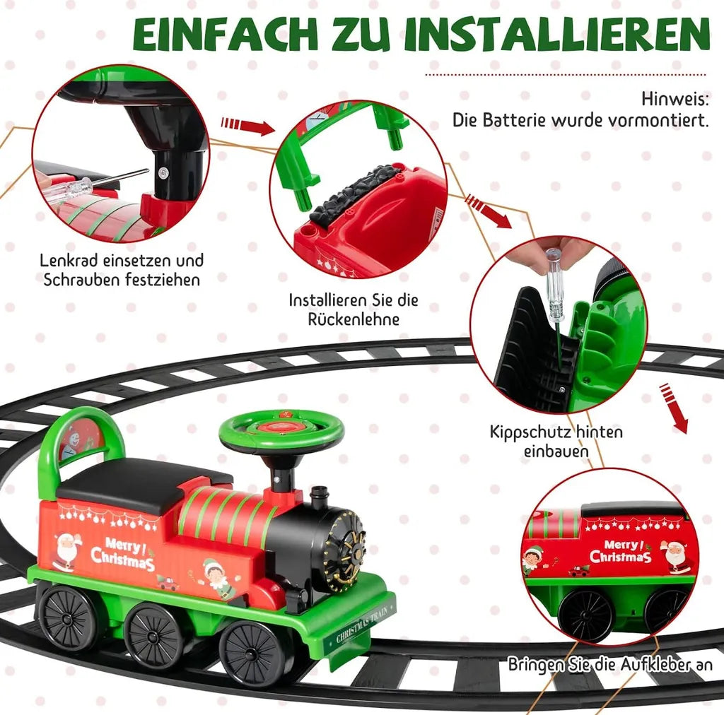 Coast 6V Electric Children's Train om rechtop te zitten met 16 stuks rails voor kinderen vanaf 3 jaar