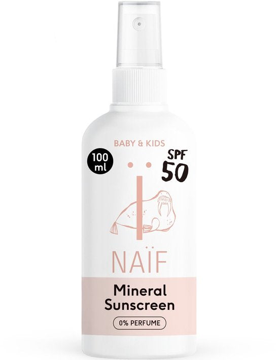 Naïf - Minerale Zonnebrand Spray - Baby & Kids - SPF50 - Met Parfum - UVA/UVB Bescherming - 100ml