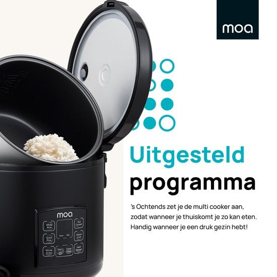 MOA Multicooker - 5L - 700W - rijstcooker - Slowcooker - Zwart - MC10DB