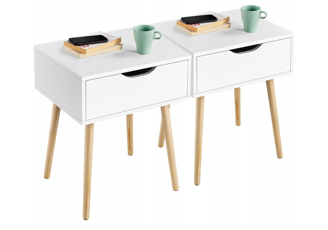 Yaheetech Set van 2 Nachtkastjes met Lade - Wit - 48,5 x 40 x 58 cm