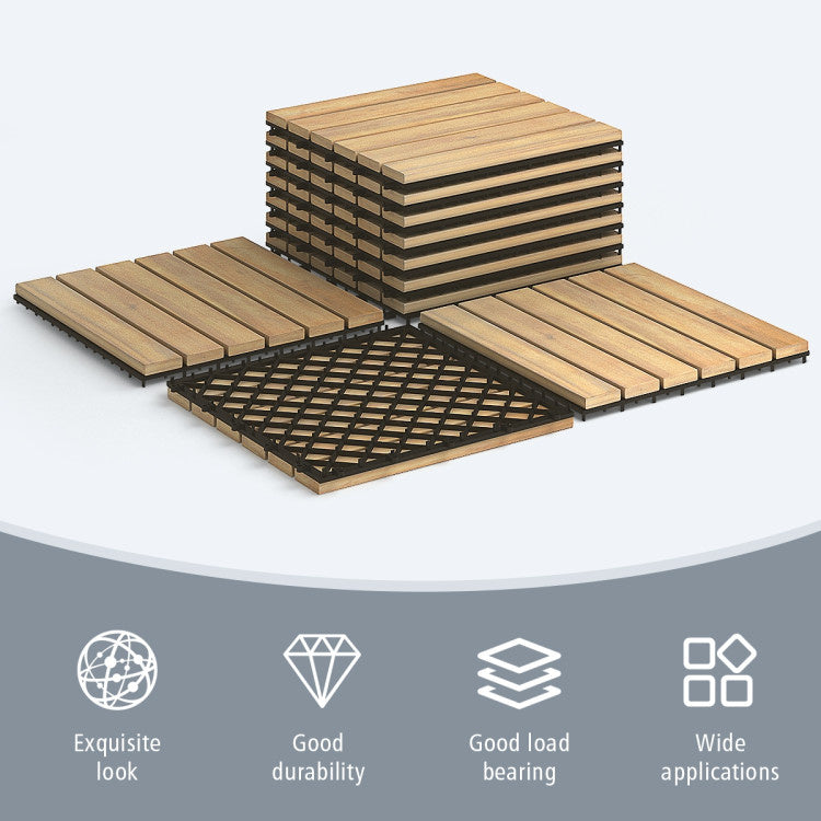 Coast Terrastegels Acaciahout 30,5 x 30,5 x 2,5 cm (10 stuks) - Recht
