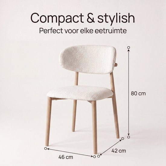 Bayt Japandi eetkamerstoelen - Set van 2 - Beige