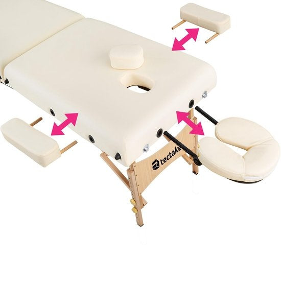 tectake® - Massagetafel Behandeltafel - matras van 7,5 cm hoog + rolkussens en draagtas - behandelbank – incl. opbergtas – opvouwbaar