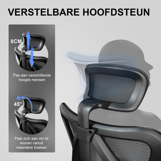 SIHOO M18 PRO Ergonomische Bureaustoel - Verstelbare Lendensteun - Ademende Mesh - Zwart
