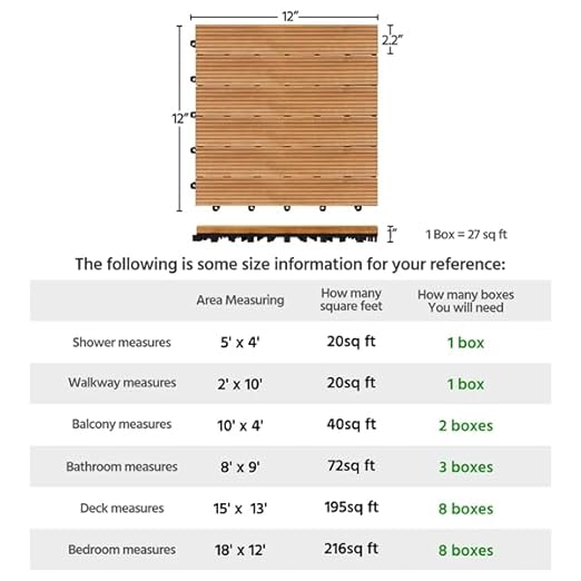 Yaheetech Terrastegels Kliksysteem Set van 27 - Naturel Hout - 30 x 30 cm