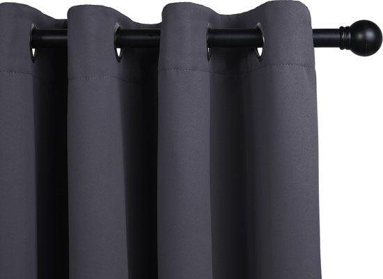 LIFA LIVING Gordijn - Grijs - Verduisterend & Geluidswerend - Gordijnen met Ringen - 100% Polyester - 150 x 250 cm - 1 Stuk
