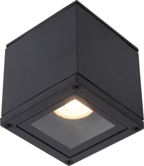 Lucide AVEN - Plafondspot (Plafondlamp) Badkamer - 1xGU10 - IP65 - Zwart